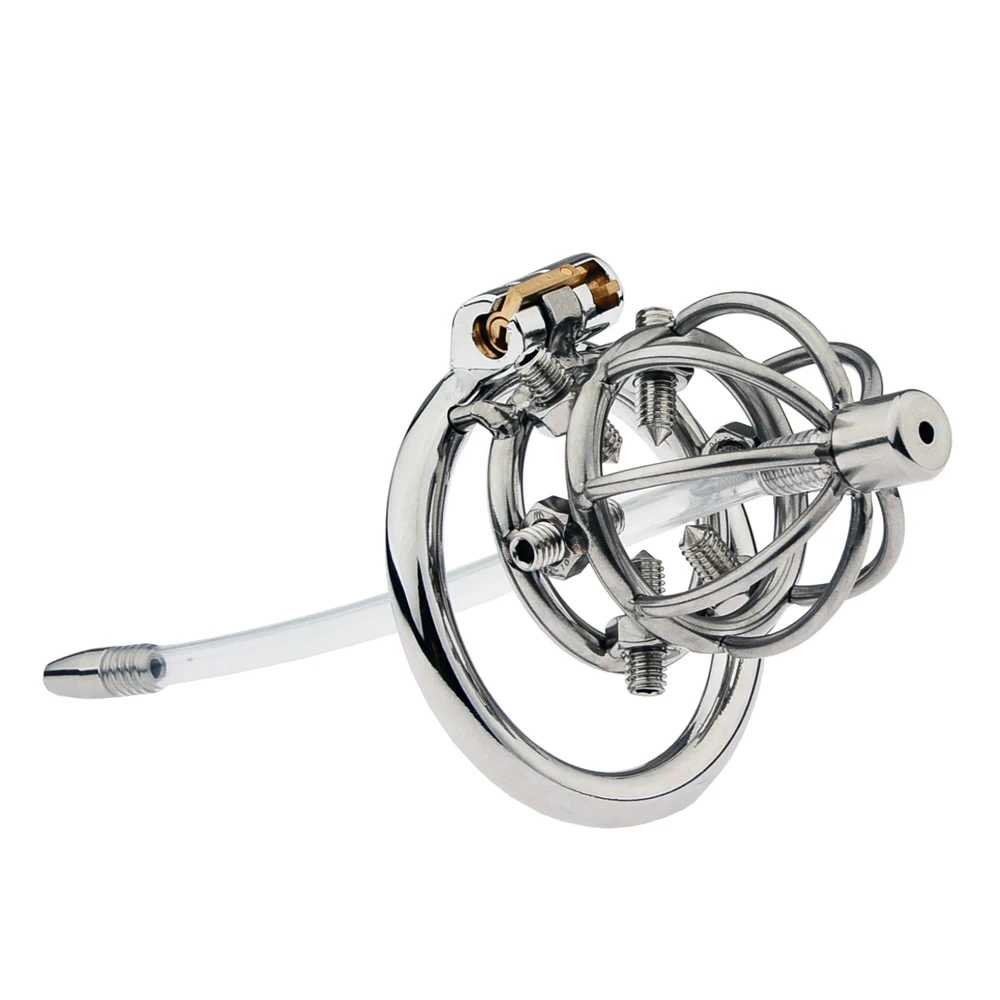 Male Penis Chastity Cage Stainless Steel Cock Cage Slave Restrict Ring Chastity Lock Sex Toy for Men
