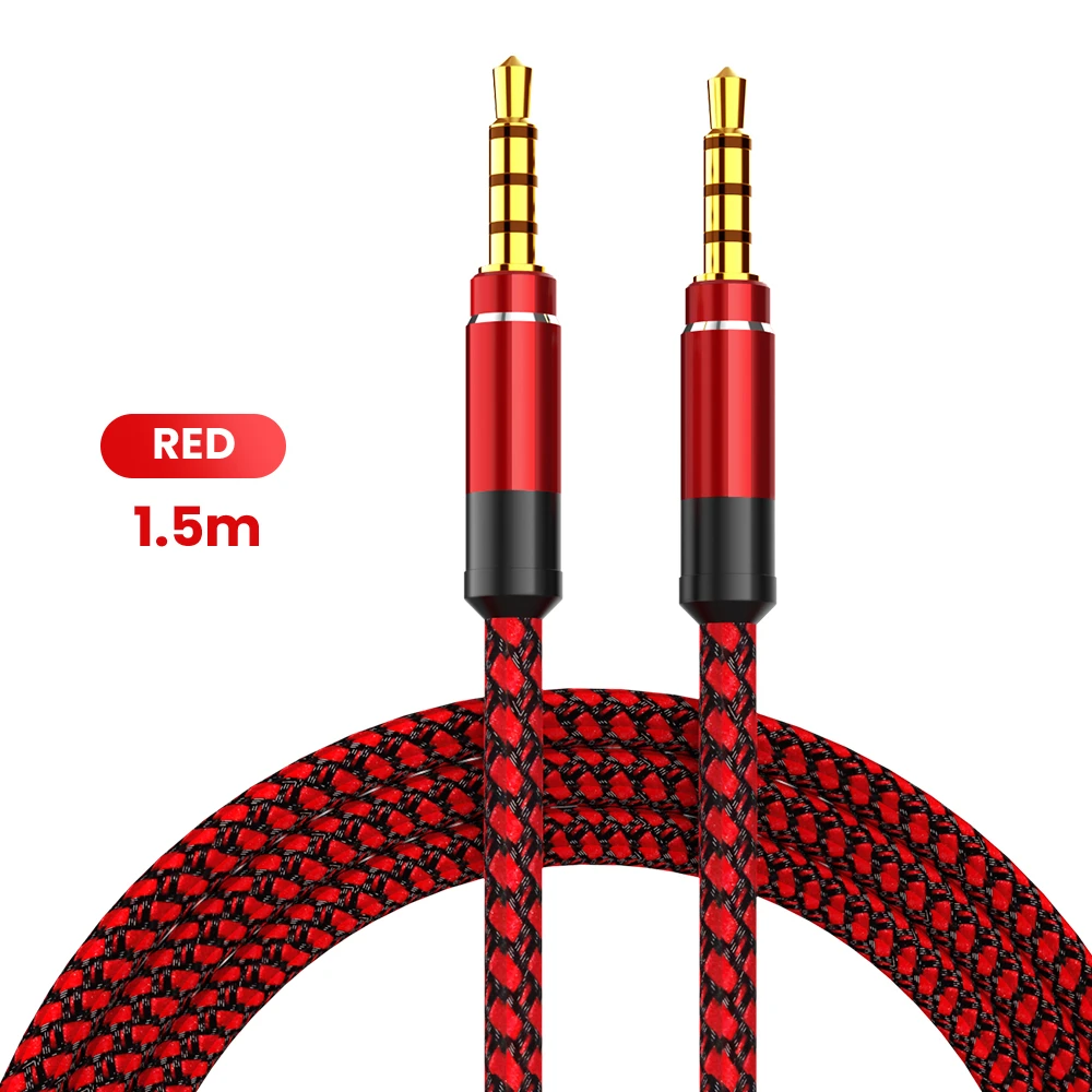 High-Quality Nylon Braided 3.5mm Audio Cable - 1.5M AUX Cord for Universal Audio Connection