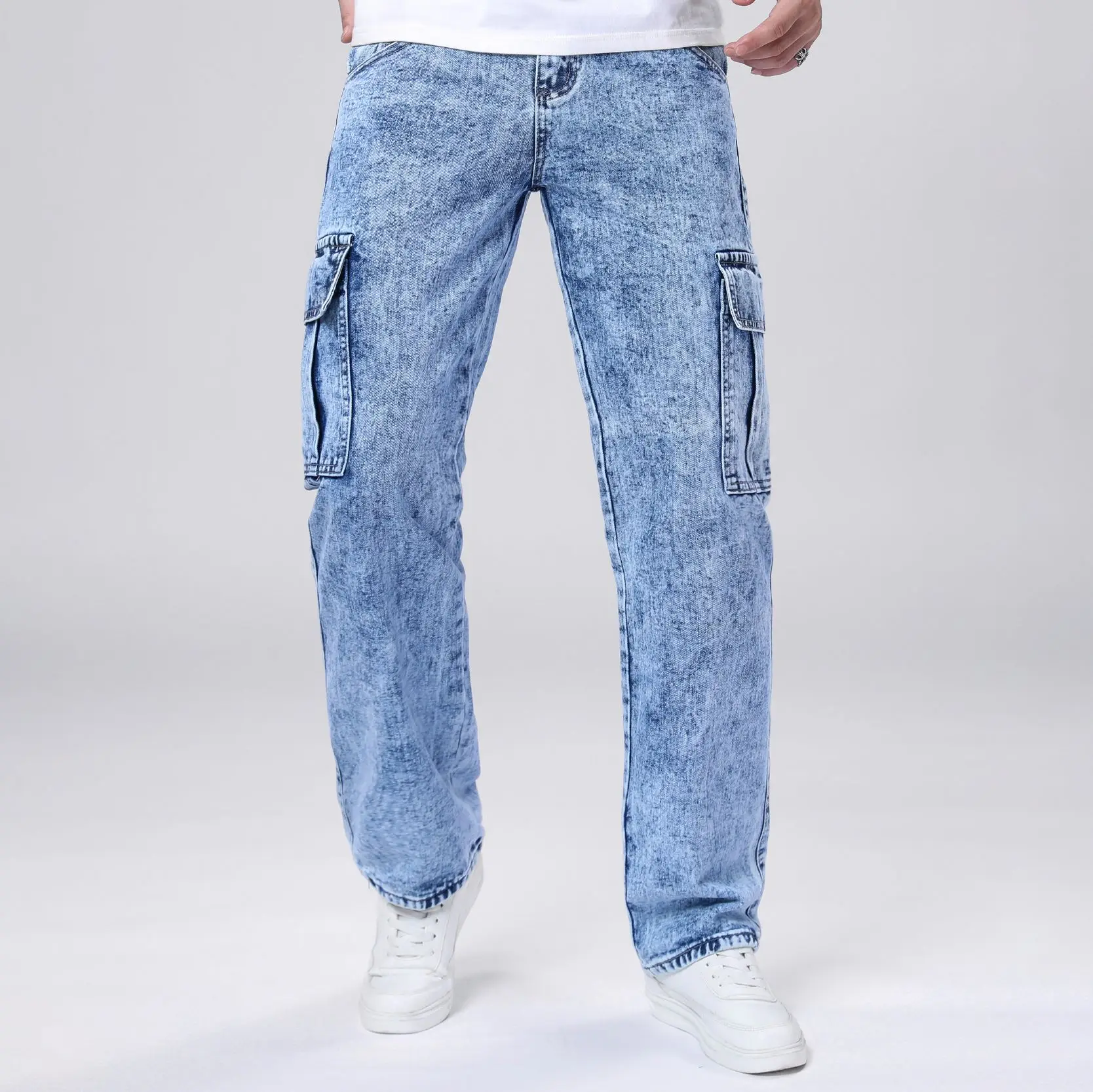 Jean ample à jambes droites pour hommes, marque de mode américaine, vêtements de travail décontractés, coupe confortable, Style classique