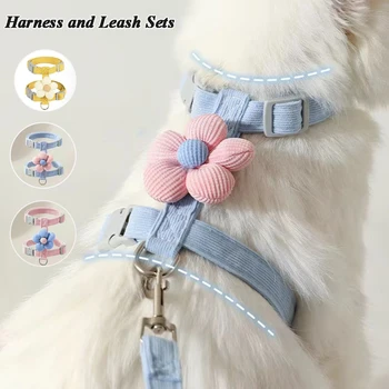 Adjustable Cat & Small Dog Harness with Leash – Breathable Outdoor Set 1