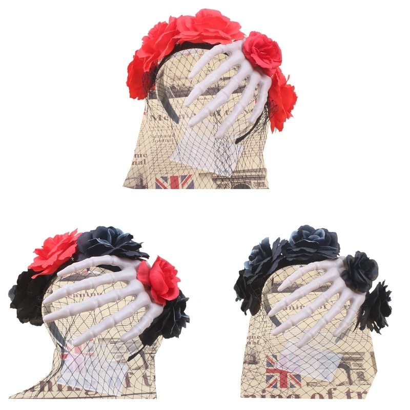 

2XPC женский скелет в форме розы для обруча на голову макияж украшения фестиваль вечерние волосы