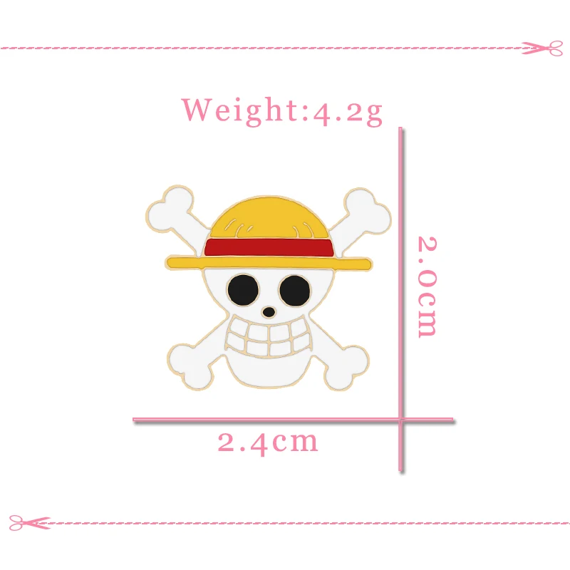 Enamel Pins Anime Skeleton Brooch Pirate Skull Enamel Pins Cosplay Badge Backpack Cloth Denim Lapel Pin Jewelry Gift Comic Related Products