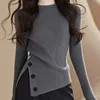Autumn Winter Fashion Simple Knit O-neck Sweaters Women's Vintage Chic Asymmetrical Pullovers Office Lady Elastic Slim Solid Top 4