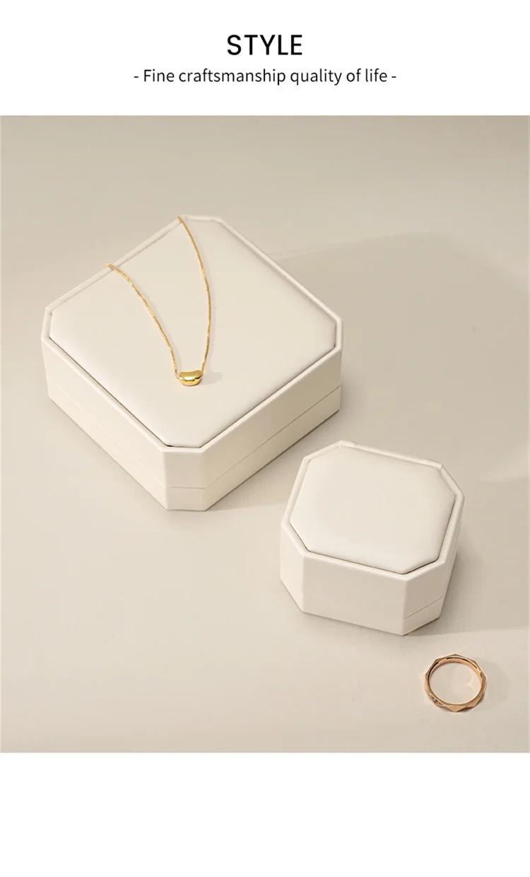 Oirlv Wedding Ring Box Leather Jewelry Box Earring Bracelet Necklace Box Gift Jewelry Organizer Ring Box for Engagement Proposal