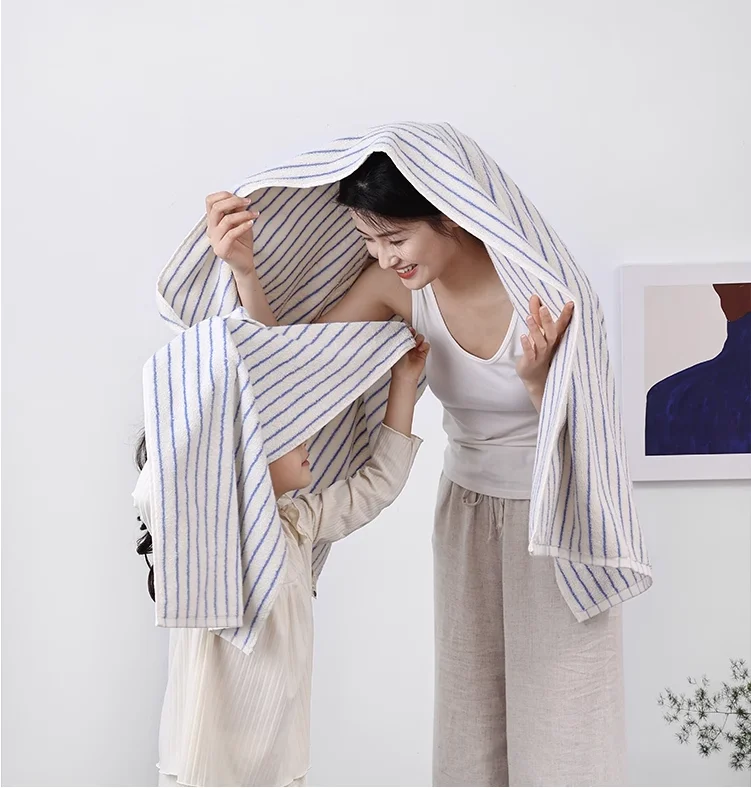 Description Picture 6 of item1PC Towel Striped Geometric Rhombuses Cotton Towels Soft Absorbent Face Towel Combed Long Staple Kids Hands Towel Adult Bath