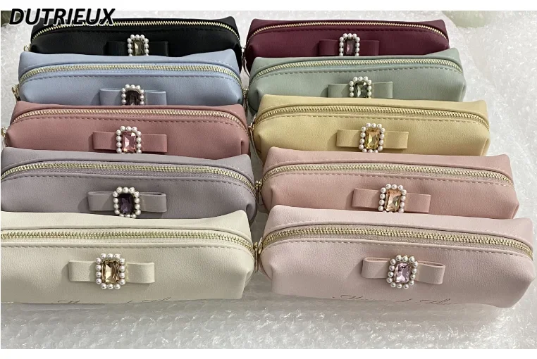 

Japanese Style New Pearl Diamond Kawaii Pencil Case Clutch Cosmic Bag Sweet Cute Girl Make Up Pouch Cosmetic Bag Organizer