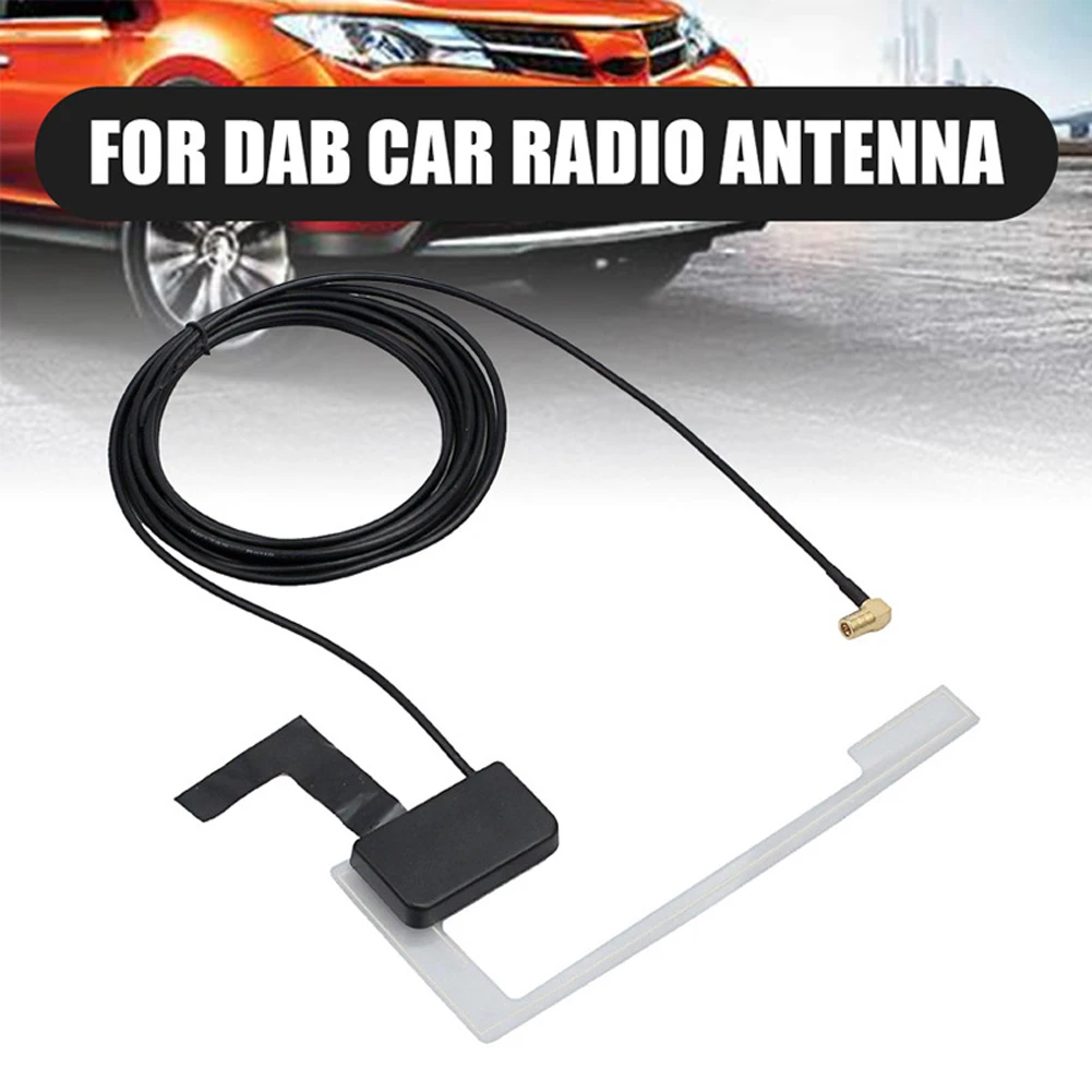 Active DAB Aerial with SMB Adapter Digital Radio Antenna Hidden Adhesive Window Roof Windshield Antenna for Vehicle Truck SUV