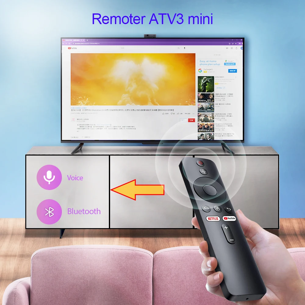 Boxput Remoter ATV3 Mini Voice Air Mouse Remote BT Wireless