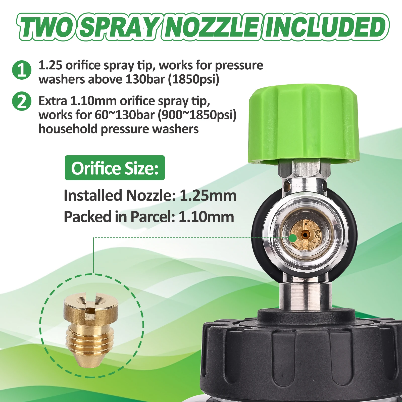 1/4인치 퀵 커넥터용 압력 세척기 폼 캐논(360도 회전) °   조절 가능한 스프레이 노즐, 신세대 조절 가능한 스프레이 노즐