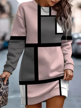 Autumn Winter Sweatshirts for Women 2023 Fashion Printing Or Long Sleeves Casual Loose Dress New Woman Sweatshirt Dresses 1