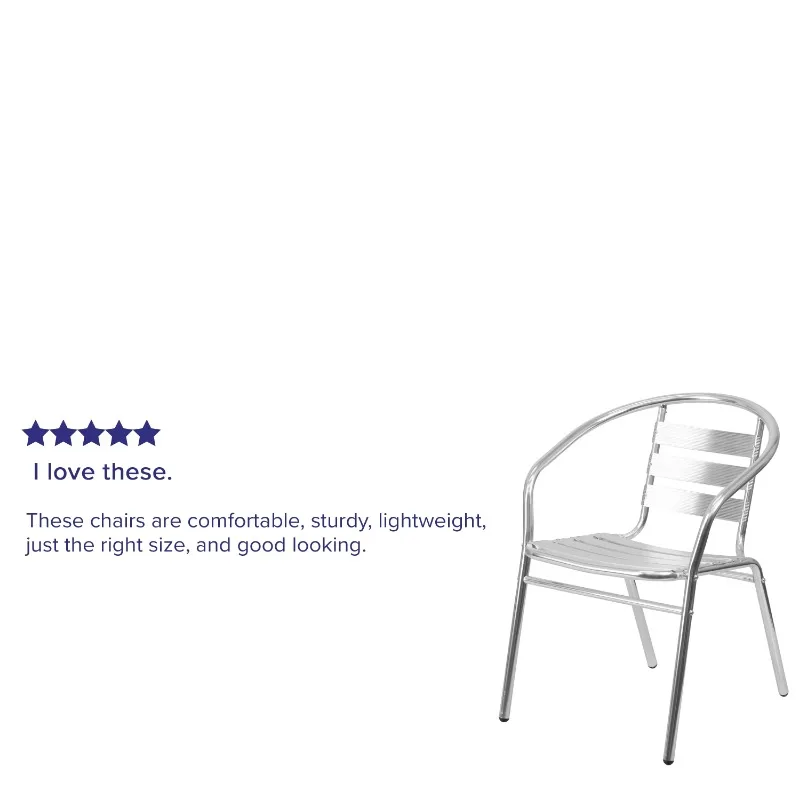 Commercial Aluminum Indoor-Outdoor Restaurant Stack Chair with Triple Slat Back and Arms 3