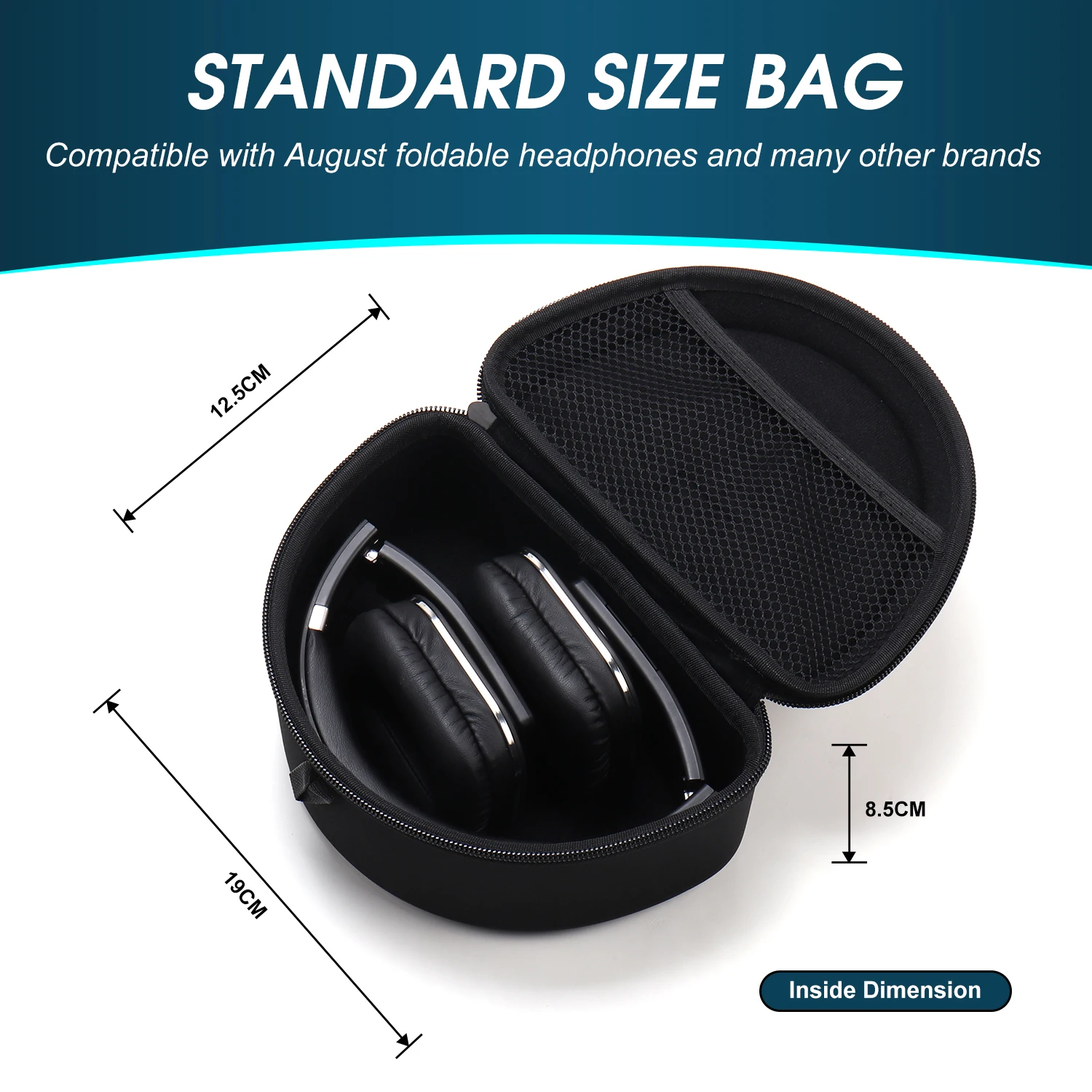 August BAG650 Hard Carrying Headphones Case Bag for August Bluetooth Wireless Headset Portable Headset Pouch Cover Box