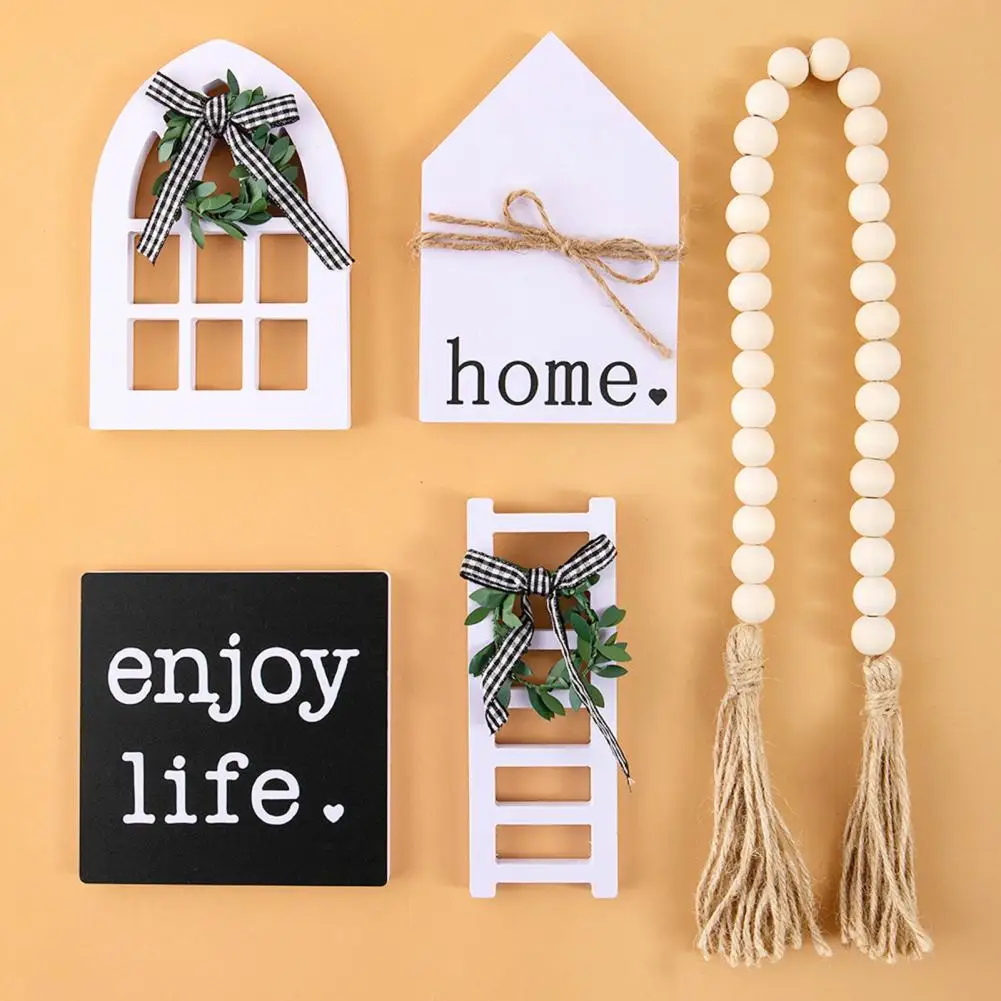 1Set Wooden Tiered Tray Decor Summer Mini Rustic Home Decorations Crafts Desktop Ornaments For Holiday Party Decoration 5