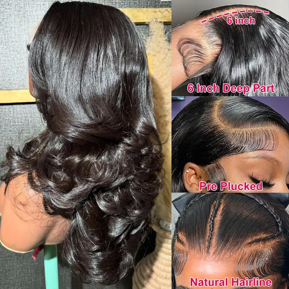 28 Inch Body Wave Lace Front Wigs Human Hair Pre Plucked 13x4 HD Transparent Lace Frontal Body Wave Human Hair Wig for Women