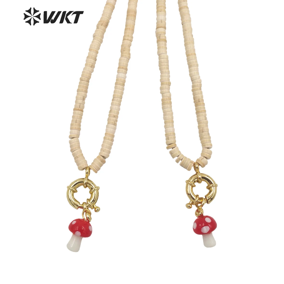 

WT-N1402 Wholesale Newest fashion white Turquoise Beads Necklace Women Attractive Mushroom charm necklace