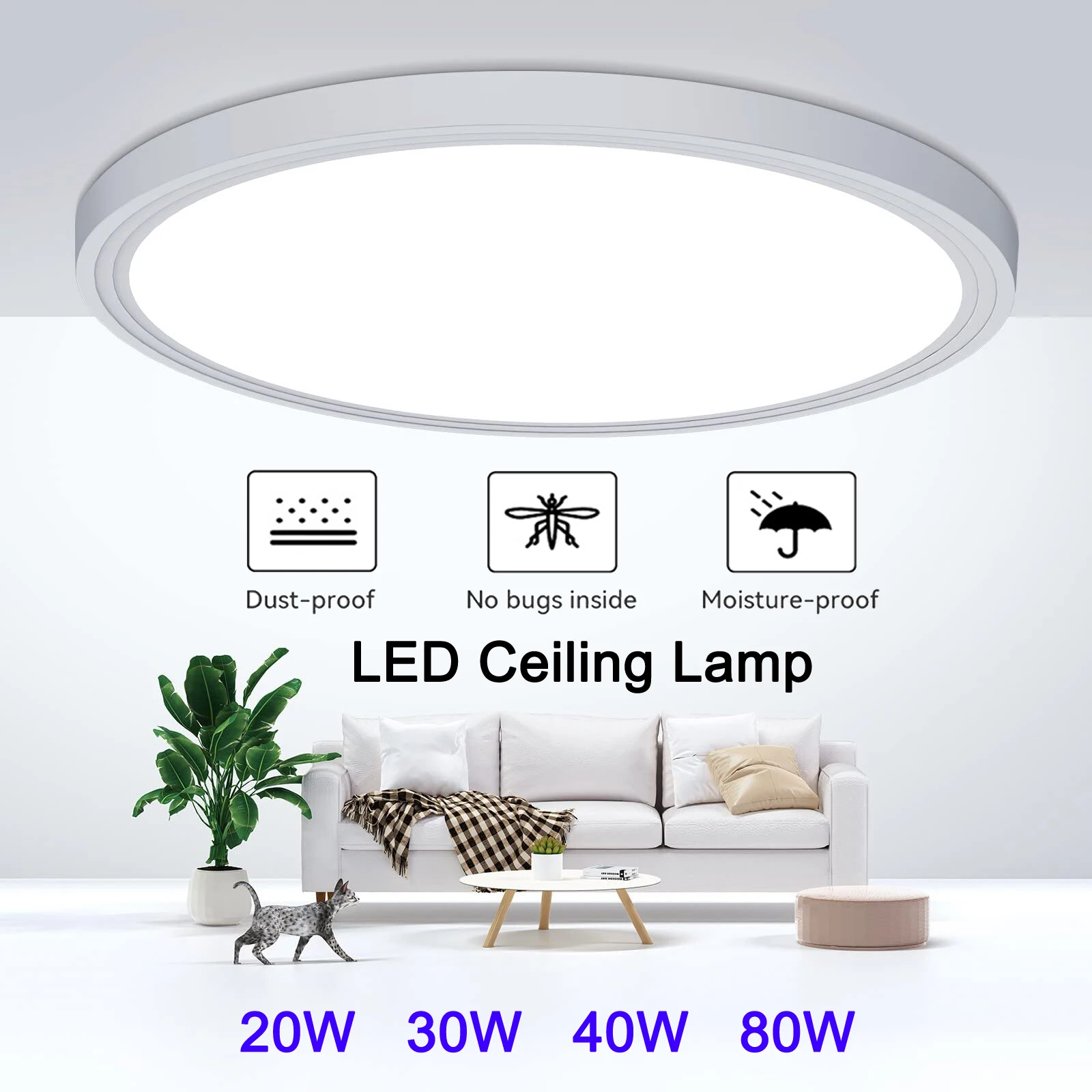 

Ultra Thin Led Ceiling Lamp 20W 30W 40W 80W Modern Panel Ceiling Led Lights fixtures For Living Room Bedroom Indoor Lighting