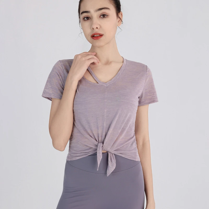 

Summer Women Thin Loose Yoga Shirts Short Sleeve T-Shirt V-Neck Running Sport Shirt Quick Dry Gym Fitness Tops Breathable Blouse