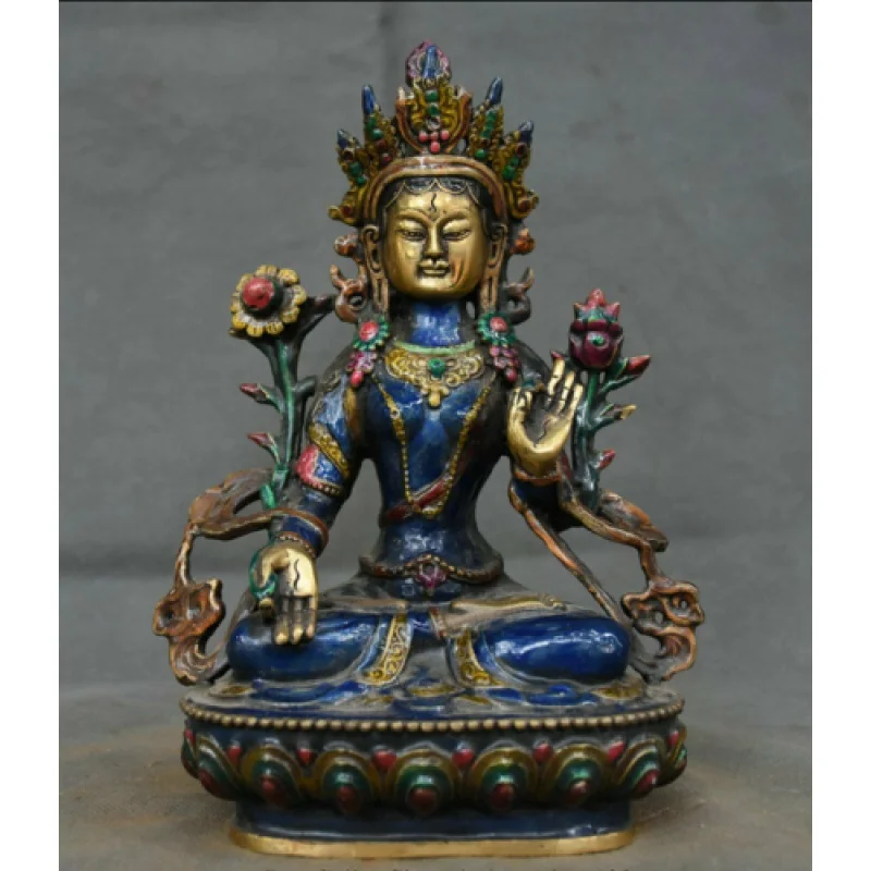 

Tibetan Cloisonne Enamels White Tara Spirit of Compassion Goddess old Statue