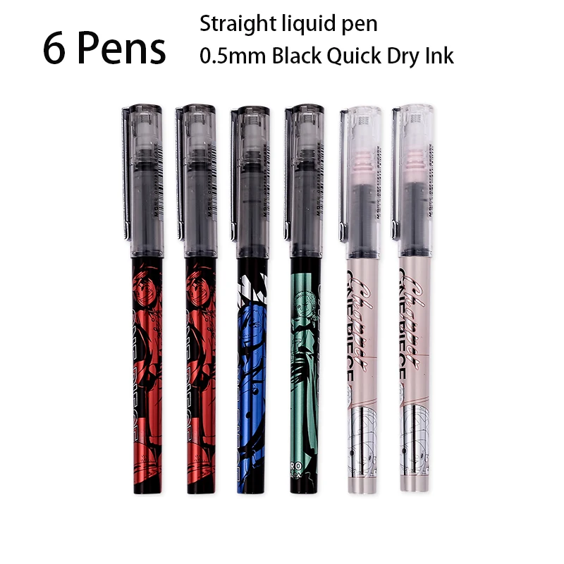 M&G 6 Pcs Straight Liquid Signature Gel Pen 0.5mm Quick Dry Black Ink Anime Appearance Student Office Stationery Shop