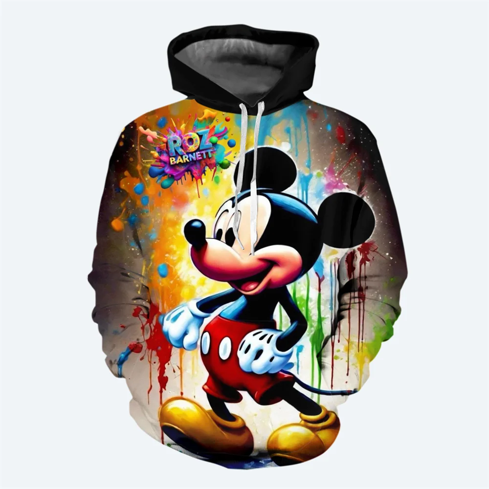 Sudadera con capucha de dibujos animados de Disney para hombre con estampado 3D de Mickey Minnie, sudadera con capucha para niños, suéter informal de moda