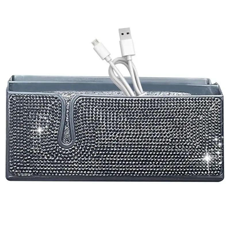 

Rhinestone Car Storage Box Seat Side Storage Box Finely Crafted Durability Car Organizer Center Console Storage Organizer Car