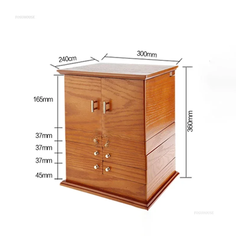 European Style Retro Wooden Jewelry Box Organizer Large Capacity Designer Solid Wood Jewelry Earrings Storage Box Home Princess 6