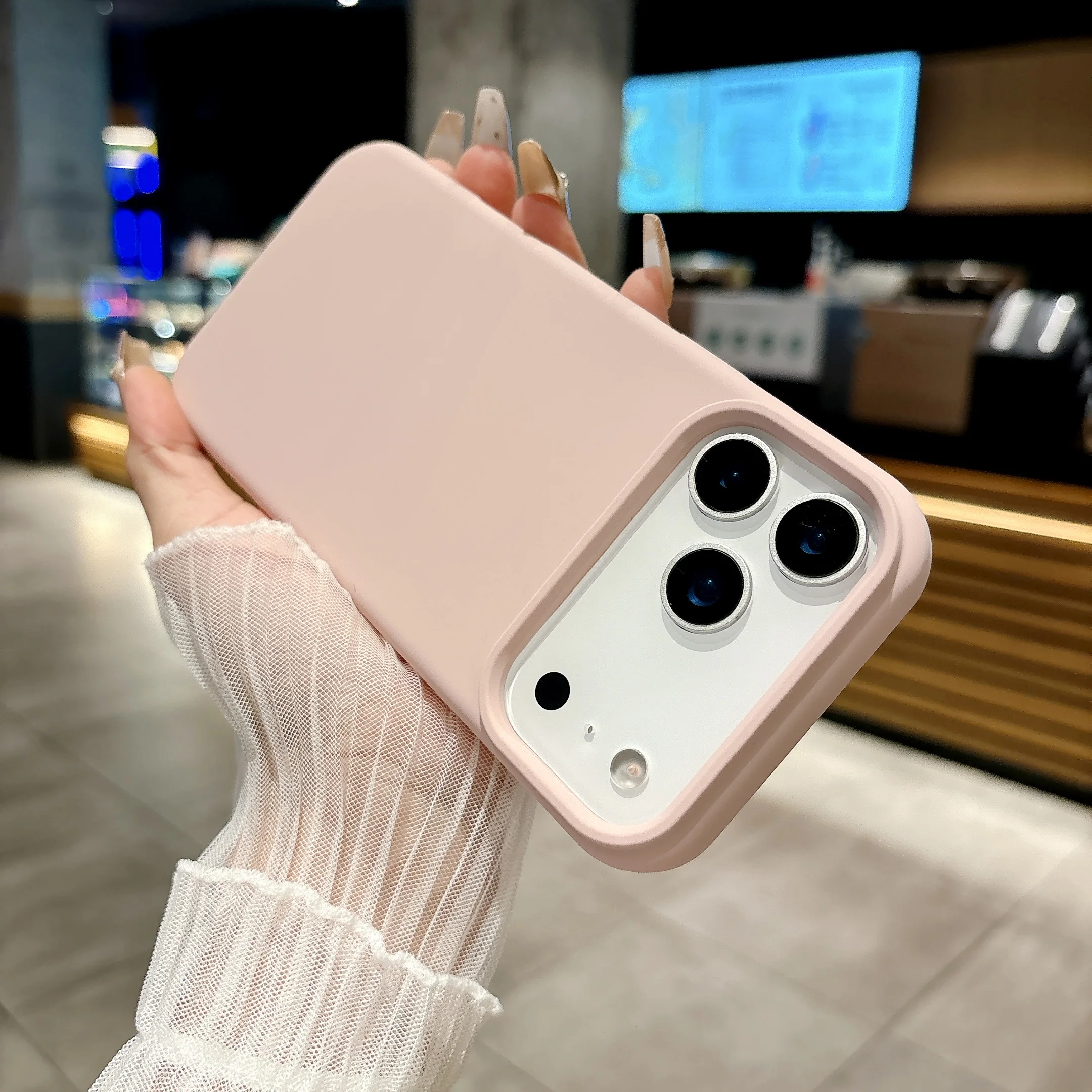 Shockproof Matte Soft Silicone Case with Button Protection - Solid Color