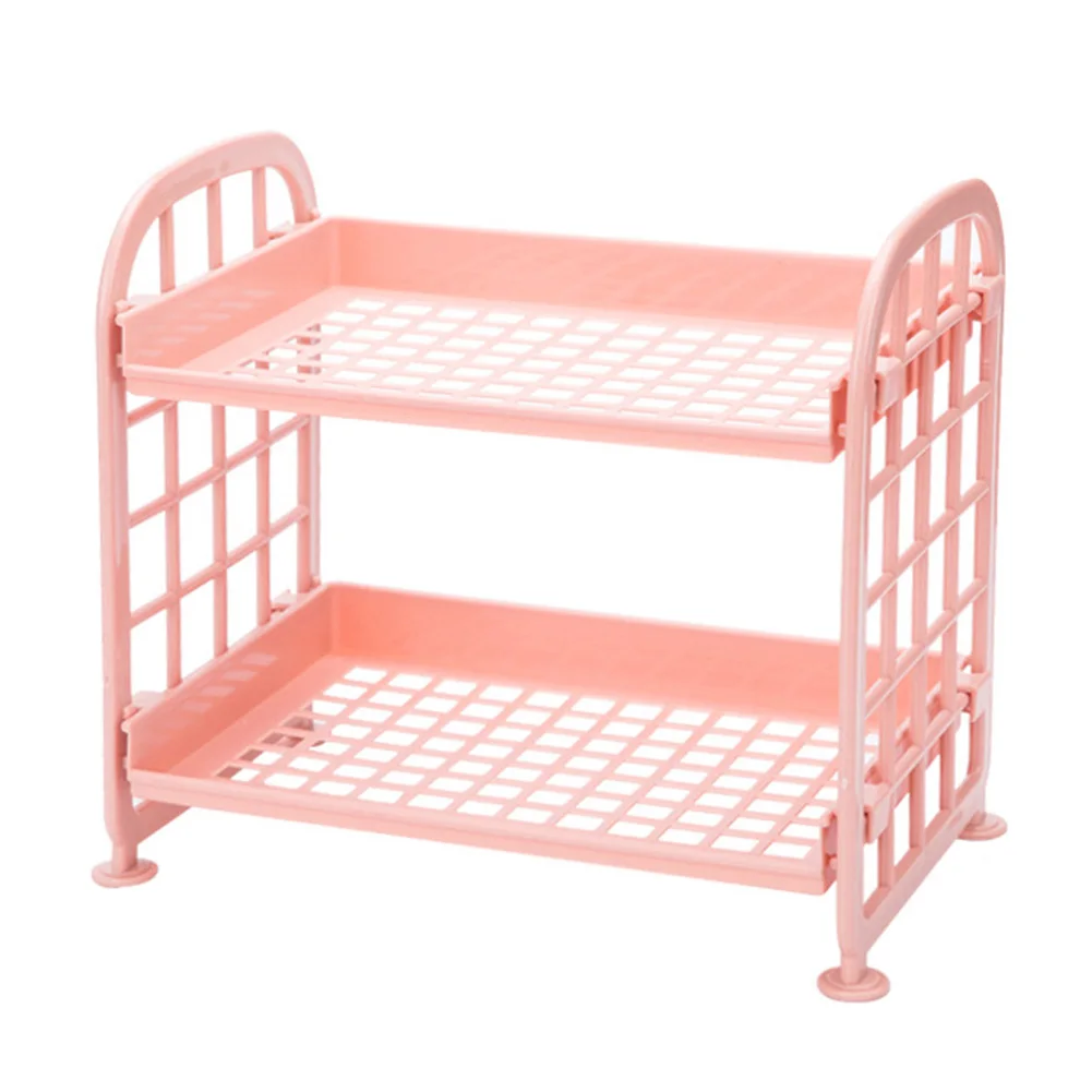 

Пластиковый держатель для хранения мелочей, двойной слой для кухни, ванной комнаты, настольной полки для макияжа, органайзер, двухслойный пластик, прочный