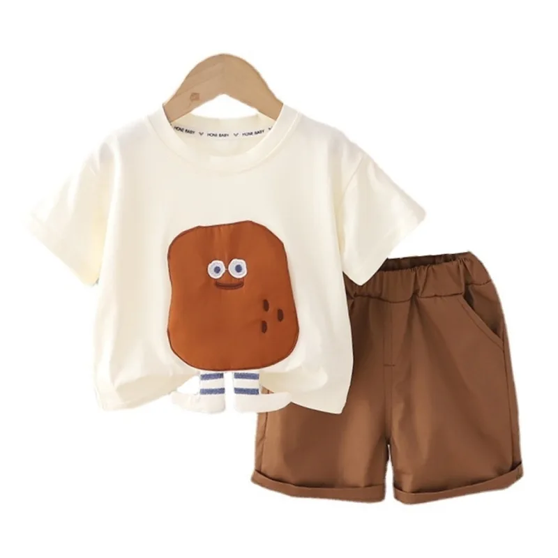 

2 шт./комплект, детский хлопковый костюм с футболкой и шортами