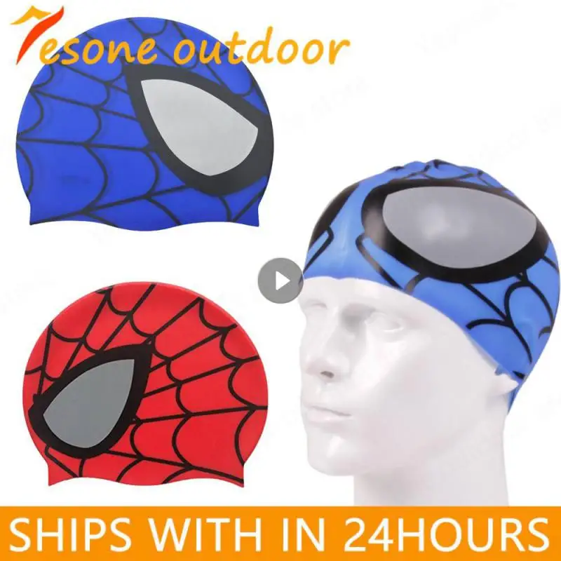 Swimming Cap Silicone Waterproof Swim Hat Men Women Adult Kids Long Hair Pool Caps Diving Swimming Equipment Elastic Cap Spider