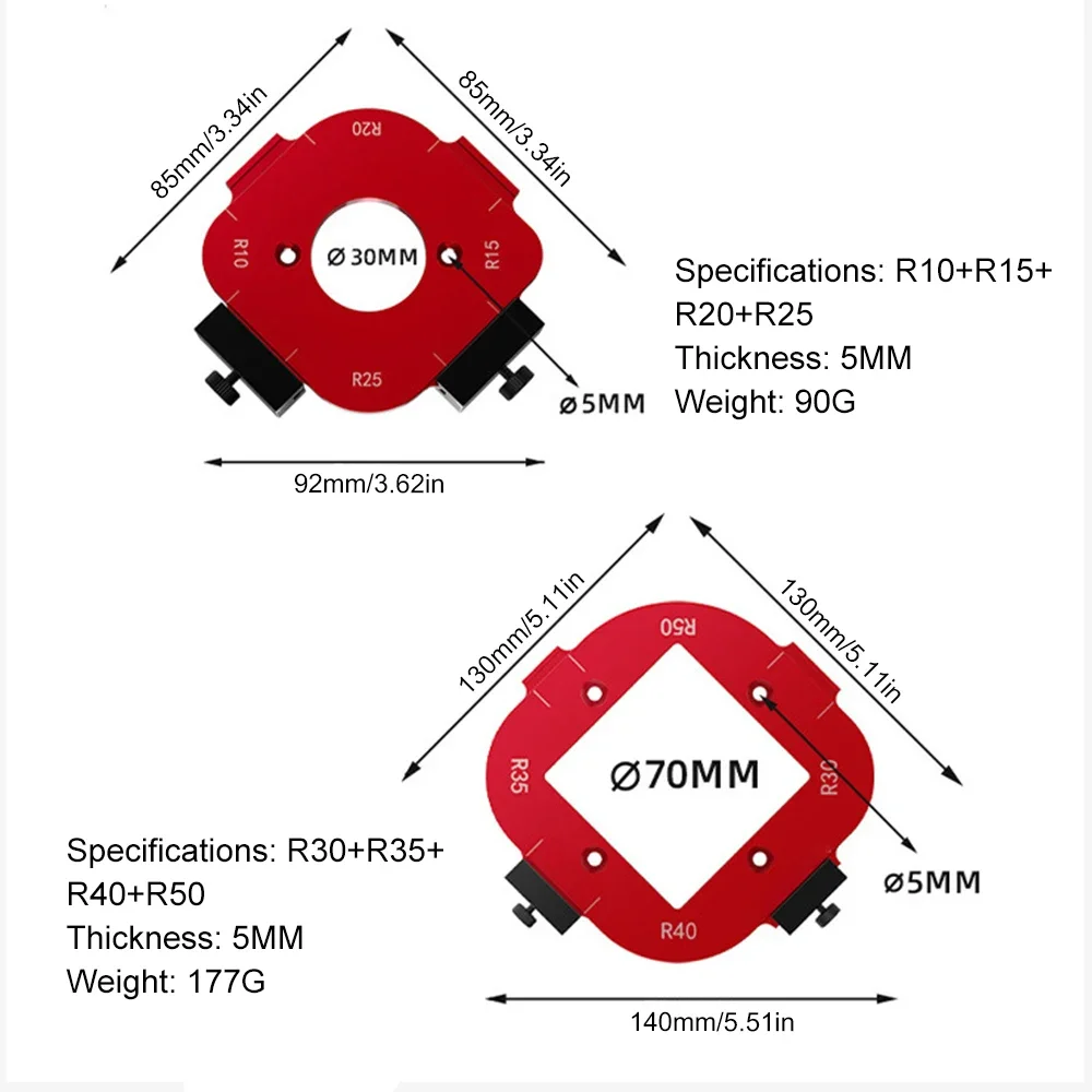 Woodworking Fillet Positioning Mold Wardrobe Corner Fillet Mold Trimming Machine Template Tool R Corner Arc Template Alloy