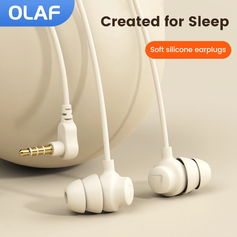 Auricolari cablati a gomito da 3.5mm cuffie per dormire vivavoce In Silicone auricolari audio HiFi cuffie di controllo In linea In-ear con microfono