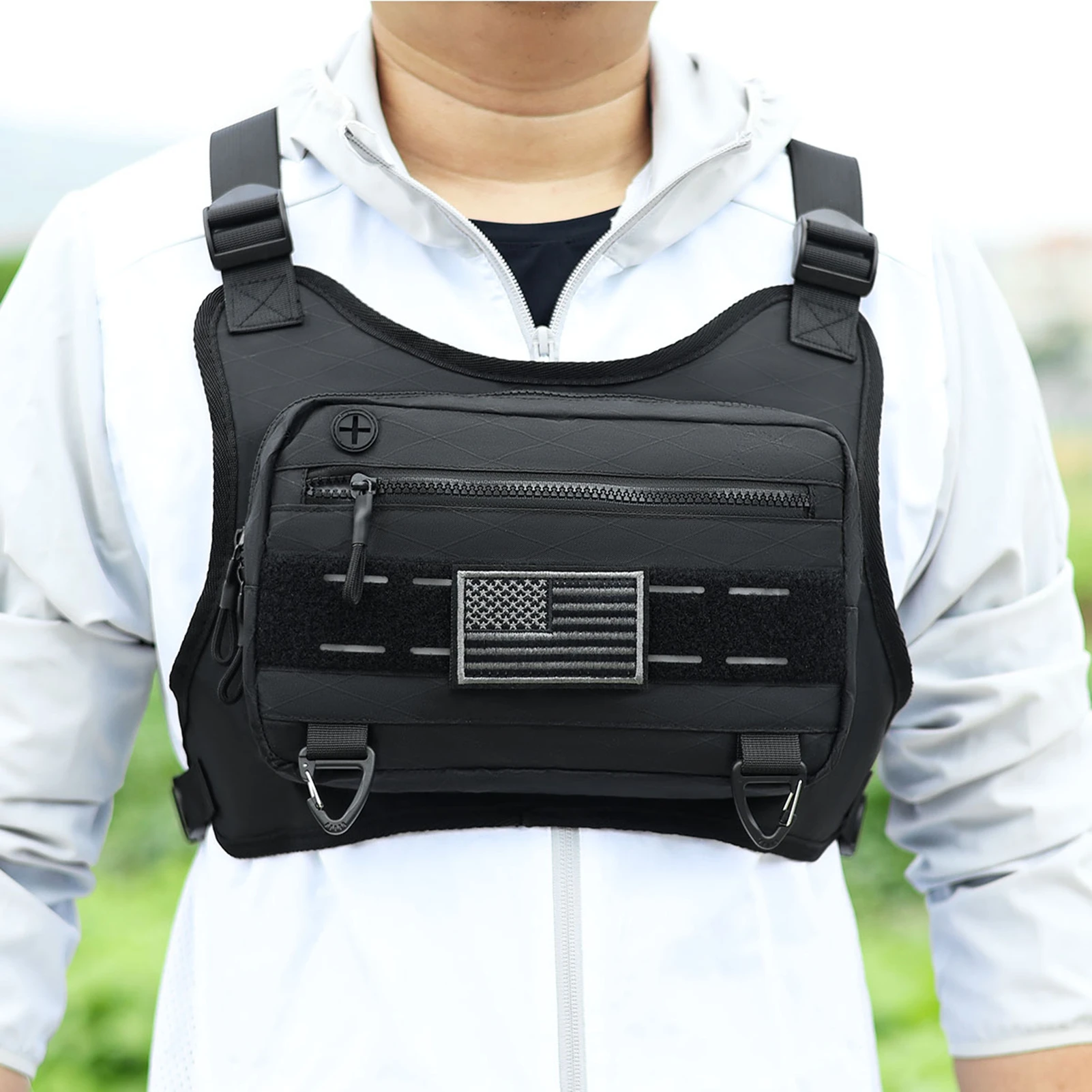 Front Chest Pack Running Chest Bag Running Vest Bag Breathable Sports Lightweight Adjustable Front Vest