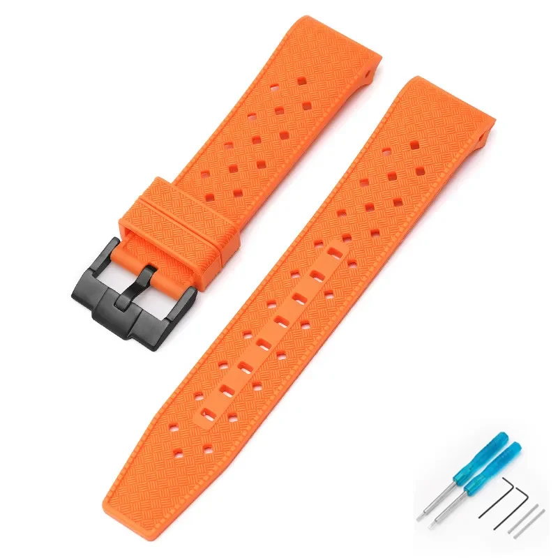Curved End Waterproof Sport Silicone Watch Band - 22mm