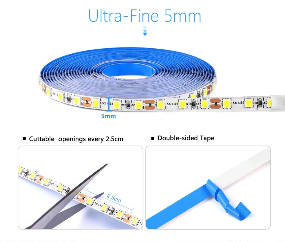 Description Picture 4 of item1-10Pcs LED Under Cabinet Light Penetrable Wood Dimmable Touch Sensor SMD2835 120LEDs/m Lamp Tape DIY Display Closet Backlight