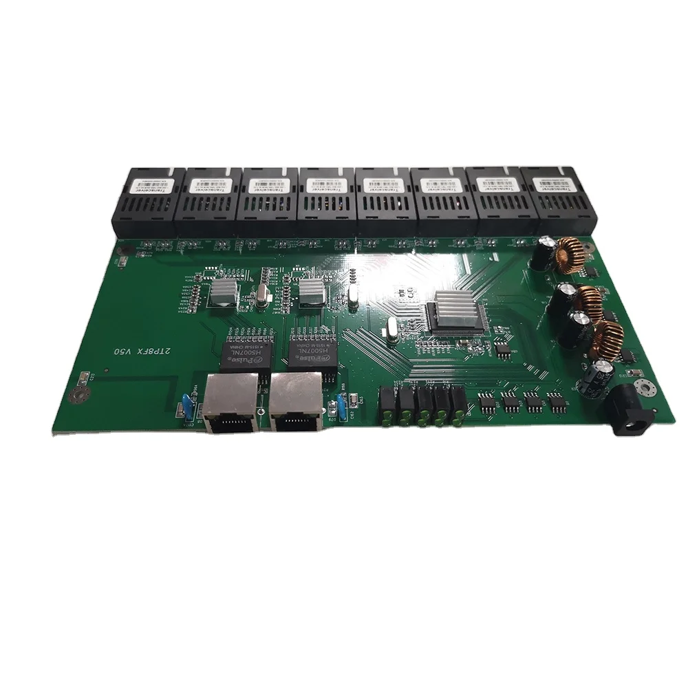 Wanglink 8-Port 100Base-FX + 2-Port 10/100/1000Base-T(X) Ethernet Switch PCB Board 20KM