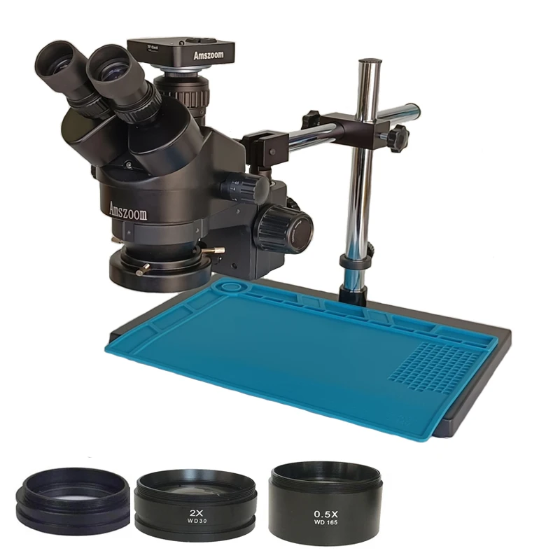 

3.5X-90X Simul-Focal Trinocular Stereo Microscope Phone PCB Soldering Repair Biological Lab Industrial 51MP Microscopio Camera