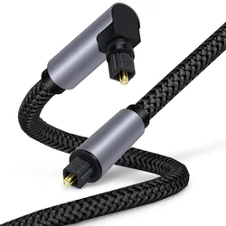 Premium 90 - Degree HIFI Digital Optical Audio Cable with Toslink SPDIF Coaxial Adapter for Amplifiers and Sound Systems (Black)