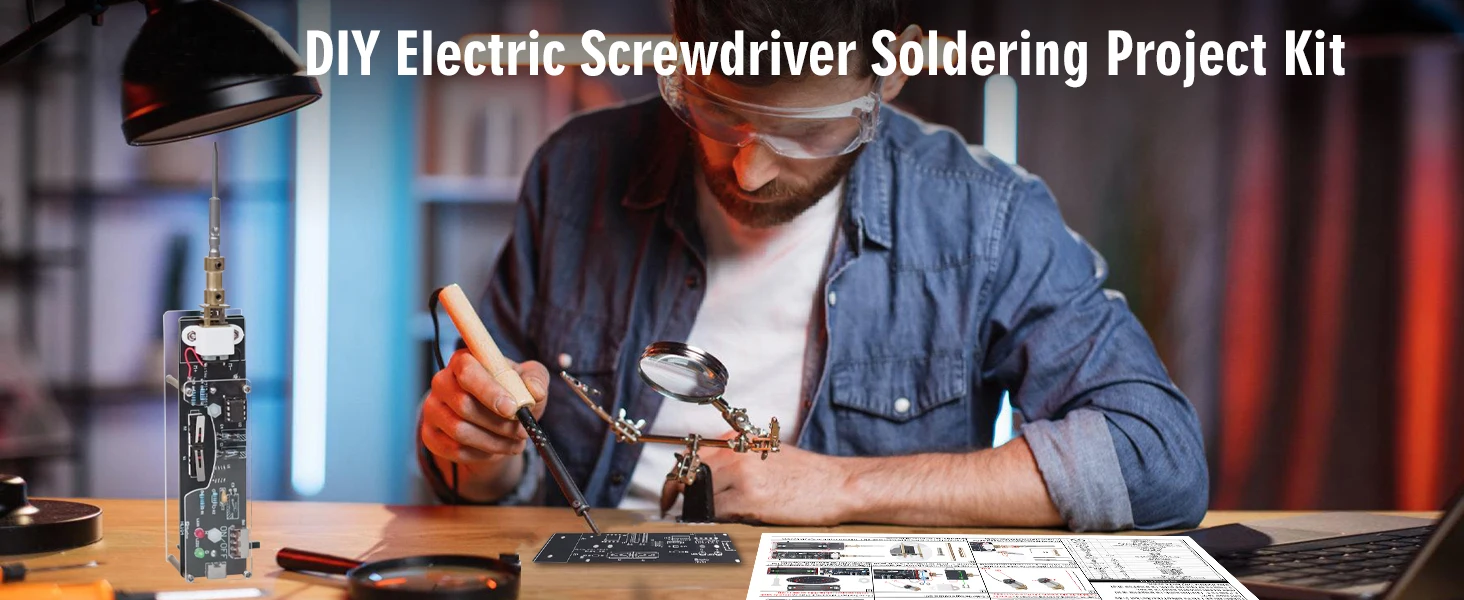 DIY Handheld wiederaufladbarer Elektroschrauber Lötübungsset mit 2 Bits DIY Reparaturwerkzeug Elektronikkit STEM Project – Detail 1