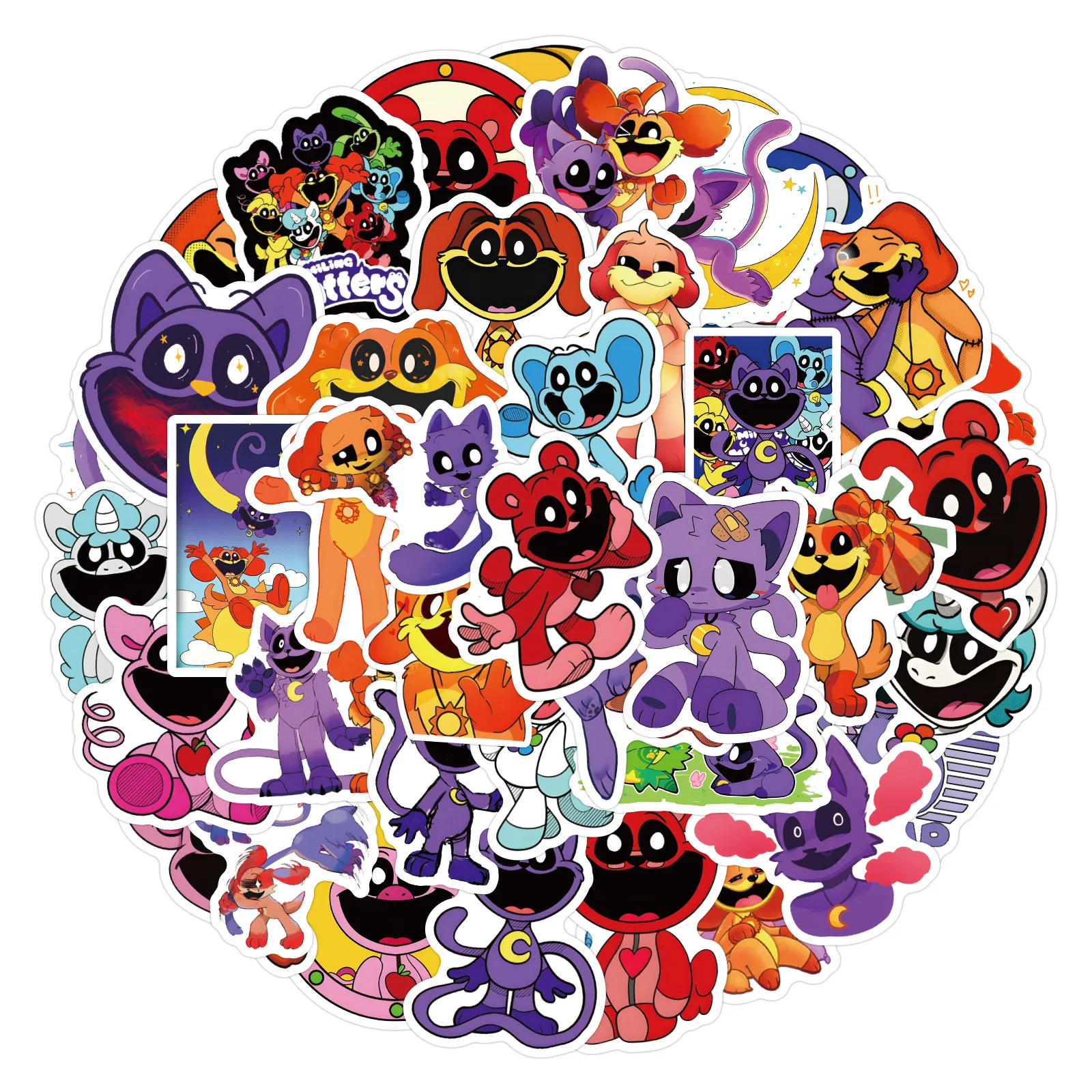 50 pz/set Smilling Critters adesivi personaggi Anime per bottiglia d'acqua Laptop Skateboard Scrapbook Sticker Toy