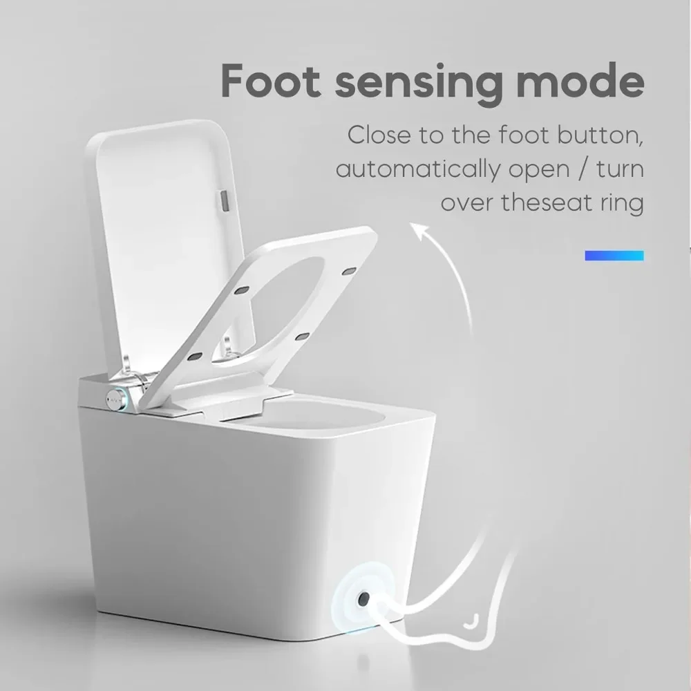 Smart Toilet, Tankless Toilet with Foot Touching Lid Opening, Auto Lid Closing and Flushing, Digital Display, Toilet Smart 3
