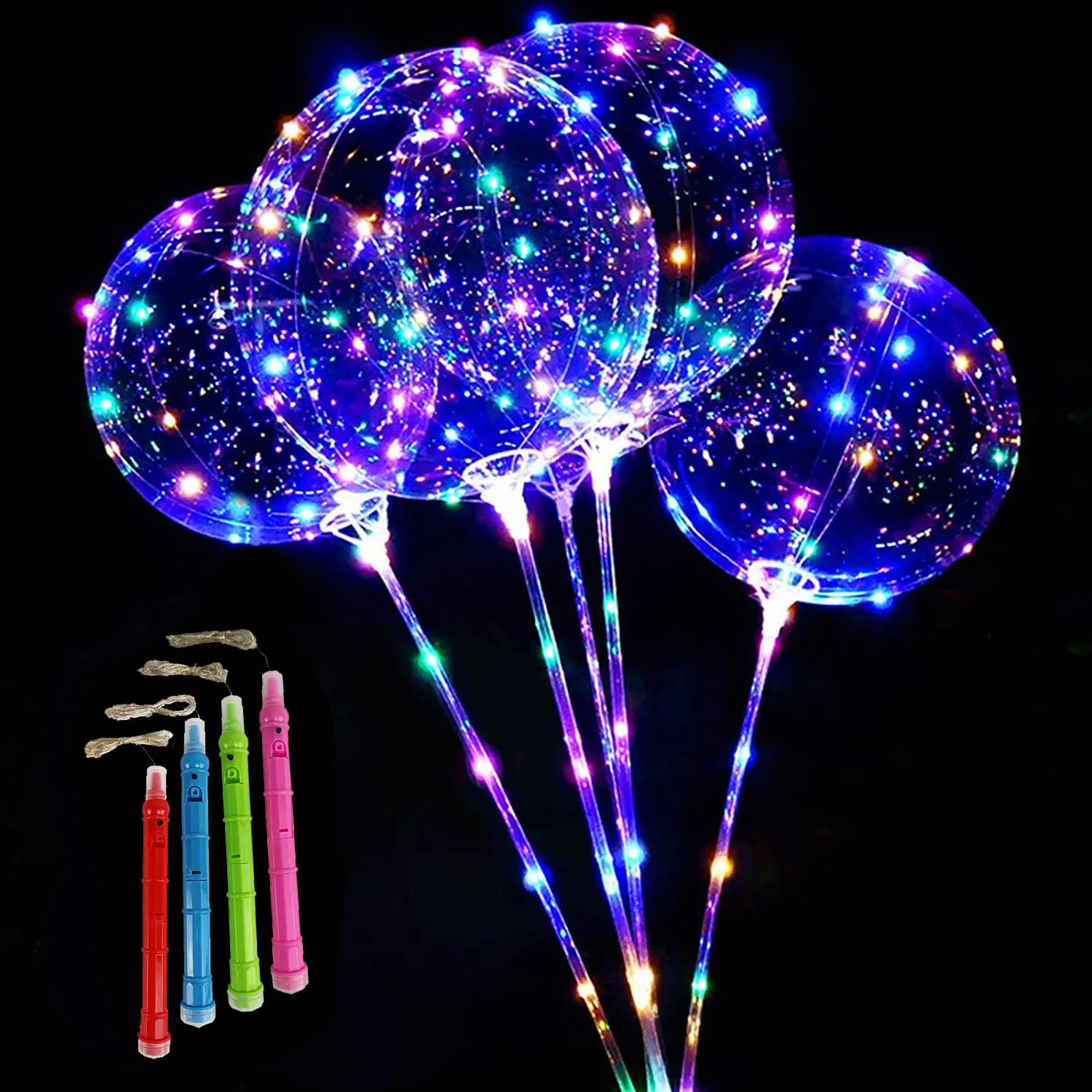 20 Inches Glow Clear Bubble Balloon LED Light Up BoBo Balloons for Baby
