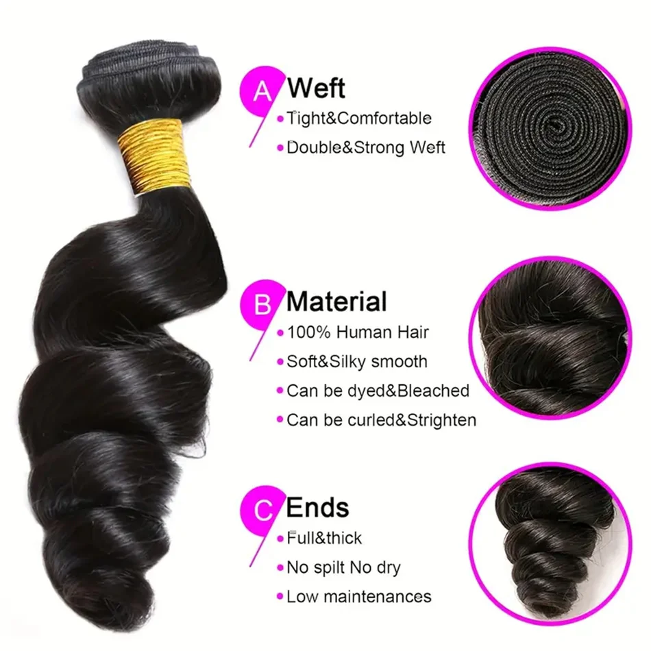 Loose Deep Wave Bundles Brazilian Raw Human Hair Weave Bundles 1/3/4 Bundle Deals Human Hair Extensions For Women
