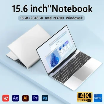 15.6 "Ultra Sottile Del Computer Portatile 16GB di RAM 2TB SSD Intel N3700 Notebook Gamer 1920*1080 Display Ufficio Studio Computer PC Windows 11 Pro 1