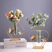 Geometric Golden Glass Vase Golden Hydroponic Vase Office Desktop Flower Arrangement Vase Living Room Desktop Decor Flower Pot 2
