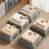 Sheet Set Storage Box Organizer Fabric Folding Window Zipper Blanket Organizer Box Wardrobe Bed Clothes Storage Organizer 4