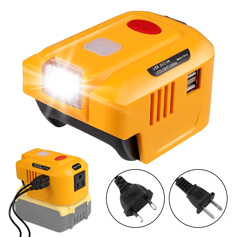 

For Dewalt Battery 150W Power Supply Inverter DC 18-20V to AC 110/220V Dual USB Outdoor Camping Battery Adapter Power Tool