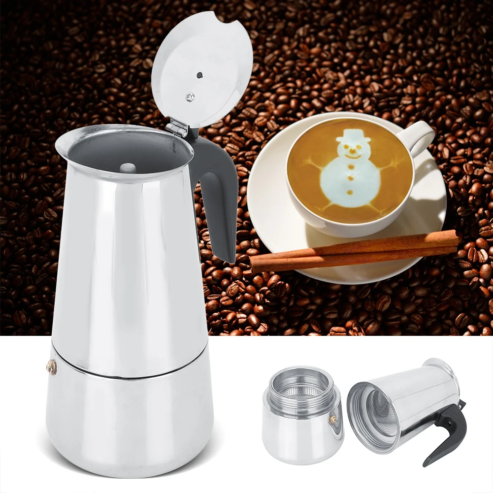 450ml Stainless Steel Electric Stove Coffee Pot Maker Heater Set EU Plug 220-240V Electric Stove Stainless Steel