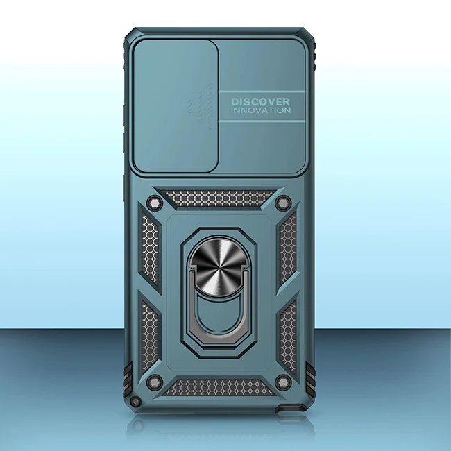 Protective Case with Slide Lens Cover and Rotating Ring Stand
