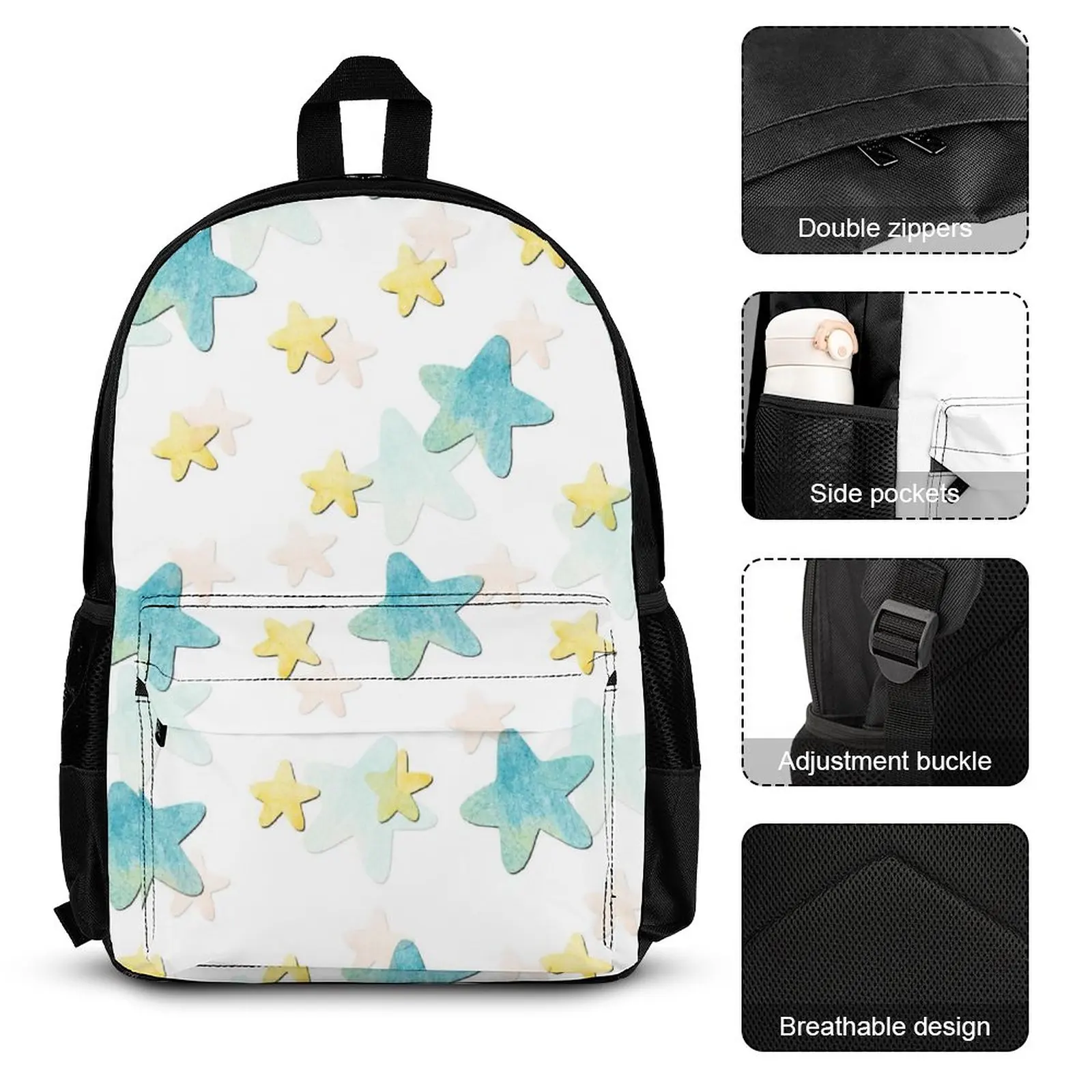 3D Printed Backpack Set with Lunch Box Pencil Case School Bags for Women Student Teenagers Sets Three-piece Set